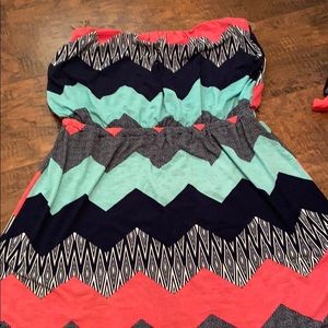 Three Pink Hearts Strapless Dress